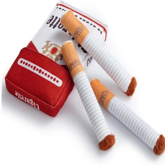 Plush Cigarette Pack Dog Toy Set