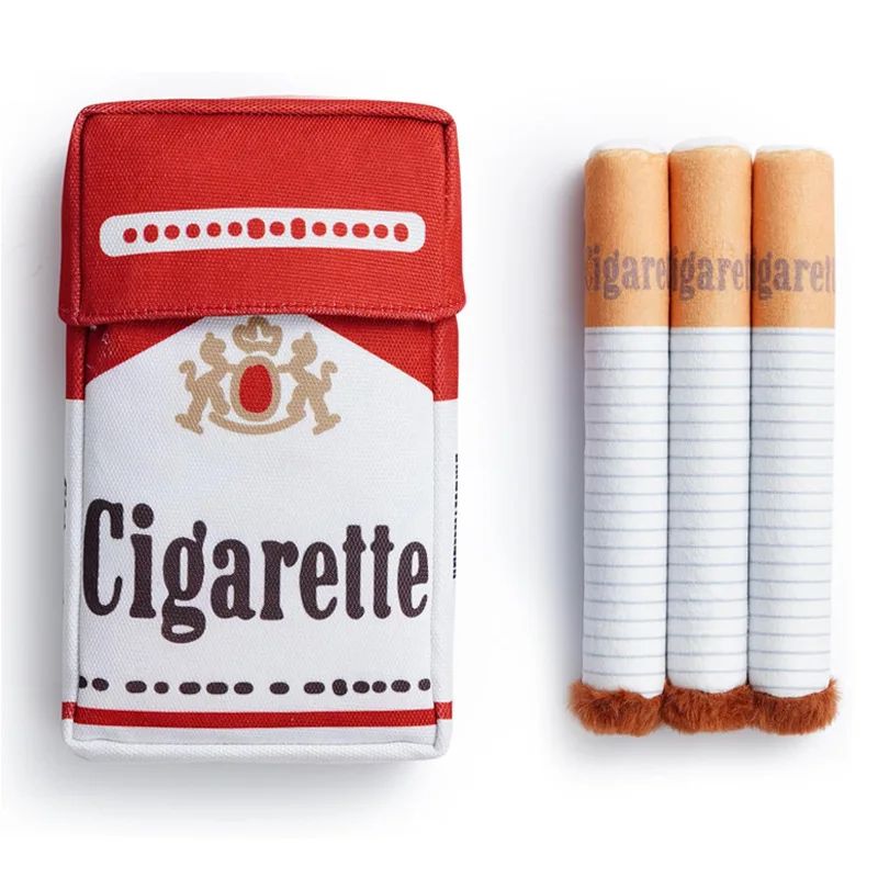 Plush Cigarette Pack Dog Toy Set
